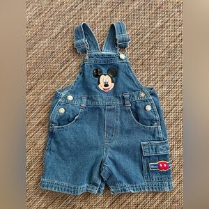 Vintage Disney Mickey Mouse Denim Overalls for Kids